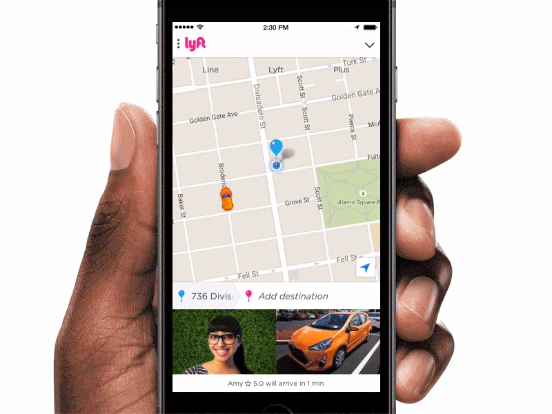Directional Cars animation cars lyft map mobile pixate prototype