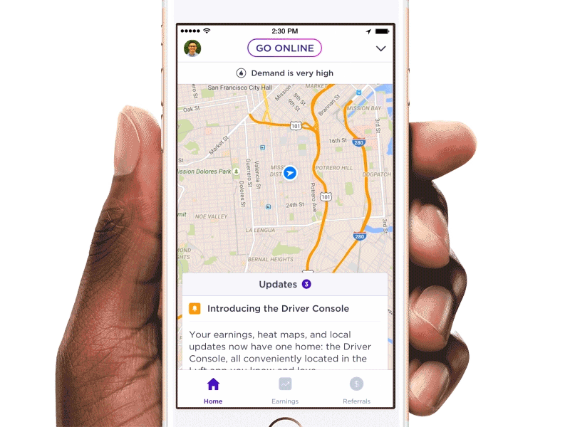 Lyft Driver Console Animations animation lyft mobile newsfeed pixate