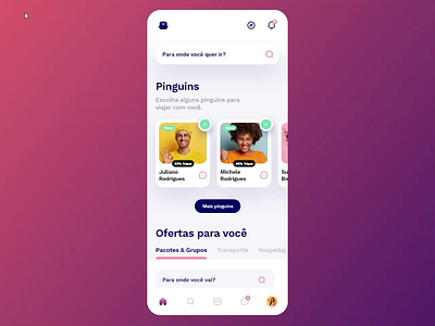 Pinguim app animation interface ui