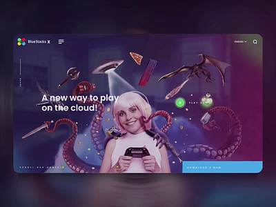 Website • BlueStacks X animation interface ui