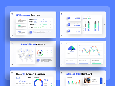 KPI Dashboard - 2021 Ultimate PowerPoint Template blue business chart dashboard data keynote marketing pitchdeck powerpoint presentation