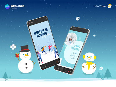 Hello Winter Instagram Story canva design instagram post instagram story social media template winter