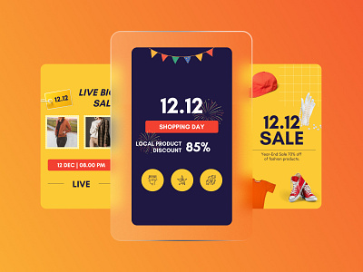 12.12 Shopping Day Instagram Story canva design discount e commerce flash sale instagram instagram post instagram stories market promo sale shopping social media template