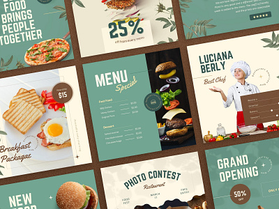 Grand Opening Restaurant Social Media Template branding design graphic design ui