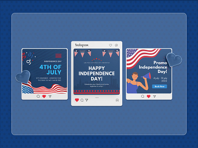 Happy Independence Day Social Media blue canva celebration country flag freedom greeting holiday independence independence day indian instagram post nation national patriotic patriotism republic social media template usa