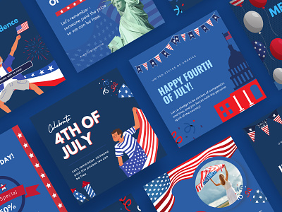 Celebrate Fourth of July with Canva Template blue canva celebration country flag freedom greeting holiday independence independence day indian instagram post nation national patriotic patriotism republic social media template usa