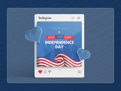 Happy Independence Day Instagram Post blue canva celebration country flag freedom greeting holiday independence independence day indian instagram post nation national patriotic patriotism republic social media template usa