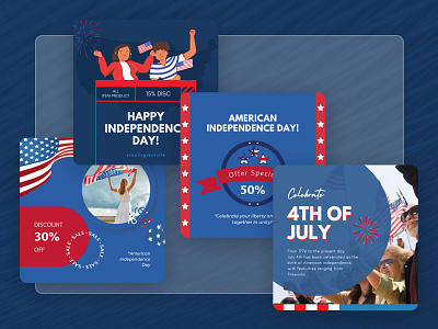 Happy American Day Canva Template blue canva celebration country flag freedom greeting holiday independence independence day indian instagram post nation national patriotic patriotism republic social media template usa