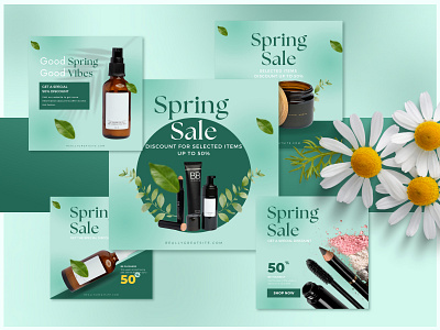 Spring Sale Social Media beauty canva canva template card cosmetic design discount fashion flower instagram post offer price promotion sale season shopping social media spring summer template