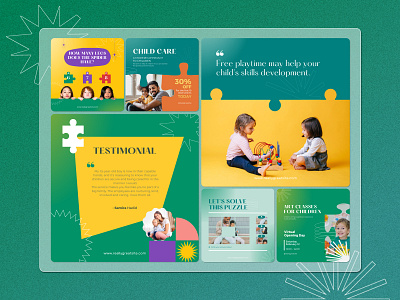 Child Care Social Media baby canva canva template care child childhood colorful creative education happy instagram instagram post instagram story kid learn little play puzzle social media template design