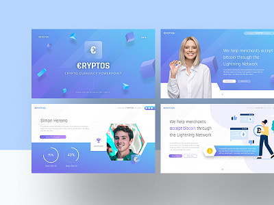 Cryptos Financial Template blue business clean creative blue currency economy financial gradation powerpoint ui ui ux