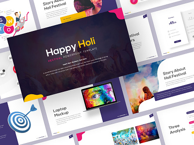 Free Happy Holi Powerpoint Template celebration creative design festival free happy holi holi indian powerpoint powerpoint template presentation