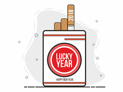 Lucky Year 2018 art cigaretes fun happy icon illustration newyear red