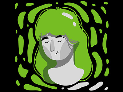 girl №368c beautiful color cute face girl green hair pantone portrait shy spots white
