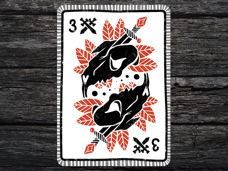 Playing cards 3 black card clubs dead diamonds flute game hearts king leafs rat spades