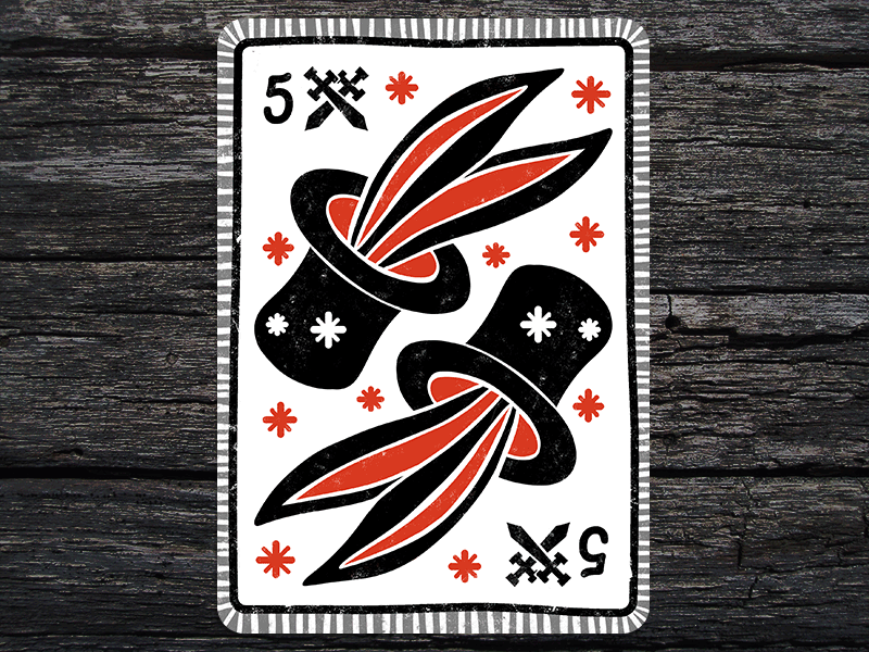 Playing cards 5 black card clubs cute diamonds game hearts leafs magic rabbit red spades