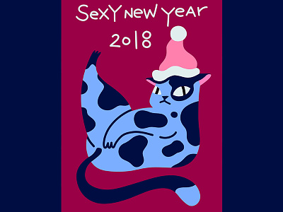 sexy new year - kitty kat 2018 card cat cute dodle hat hoba kitten mew postcard spots