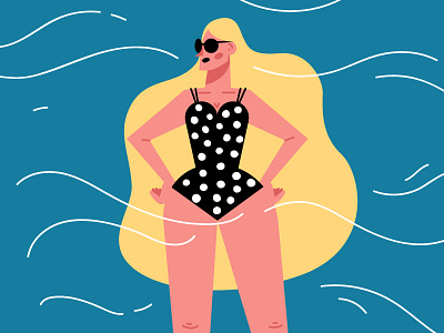 summertime beach blond girl illustration summer summertime sweamsuit wind woman