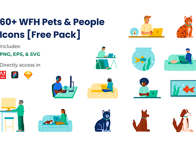 60+ WFH Pets & People Icons [Free]