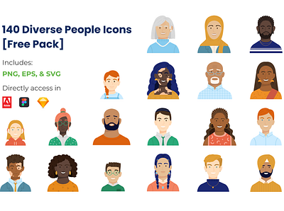 140 Diverse People Icons [Free Pack] design diversity icon icons illustration inclusion vector