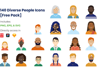 140 Diverse People Icons [Free Pack]