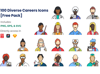100 Career Icons [Free Download] careers diverse graphic design icon icon set icons illustration vector