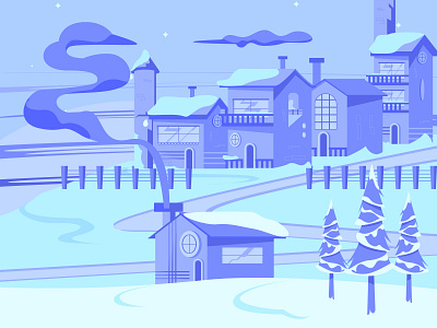 Flat winter village branding design graphic design illustration vector