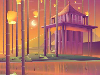 Lantern festival background illustration branding design graphic design illustration vector