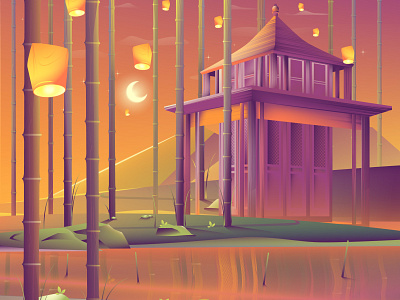 Lantern festival background illustration