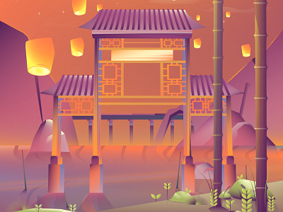 Lantern festival background illustration