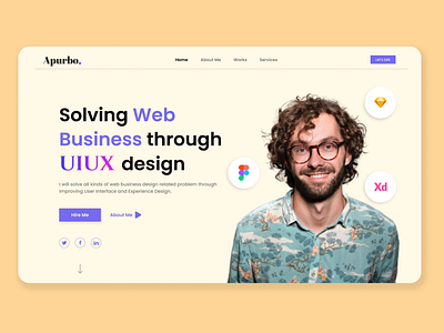 UIUX Designer's Portfolio Website's Header or Hero Section! design figma header hero section portfolio typography ui ux webdesign
