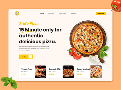 "Italo-Pizza" Food Website Hero-section Design branding design figma food header hero section pizza restaurant ui uiux ux website design