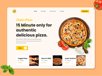 "Italo-Pizza" Food Website Hero-section Design