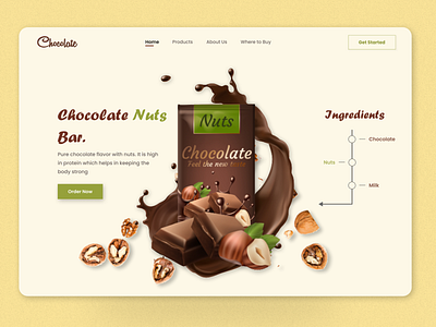 Chocolate Nuts Bar Landing Page's Header or Hero Section Design.