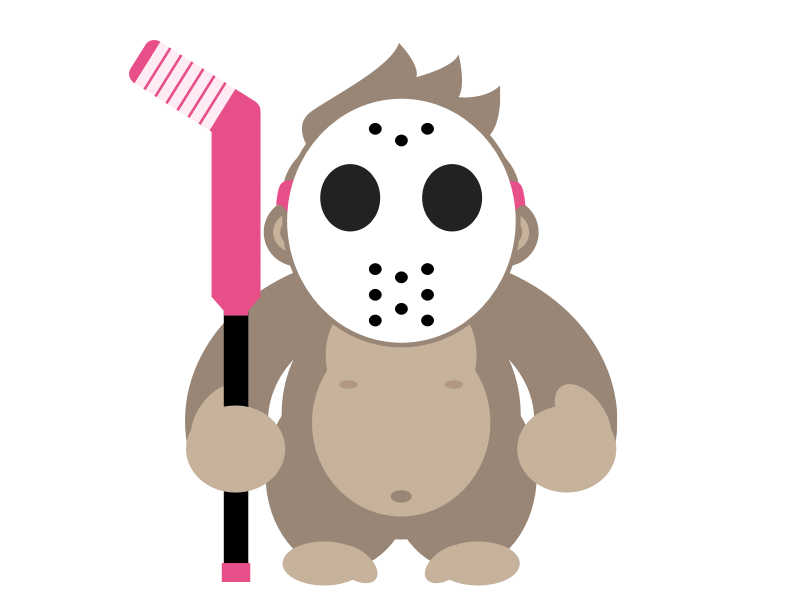 Hockey Monkey animal animation character debut flat gif illustration monkey vector