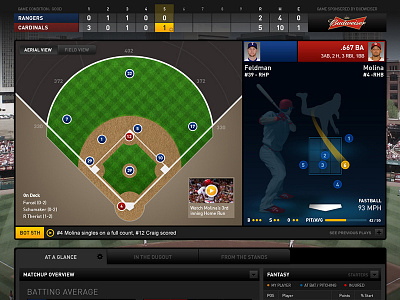 Live Baseball Digital Game Experience baseball interface ui ux web