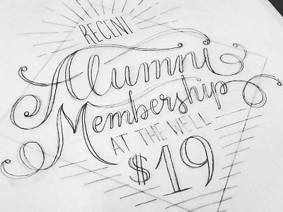 Alumni Membership Sketch alumni membership calligraphy design draft hand lettering handlettering illustration lettering sketch stacked type typography