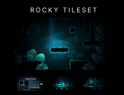 Rocky Tileset - 2D Platformer 2d art asset assets creepy dark fog game game art gameart pixel pixel art platformer tiles tileset