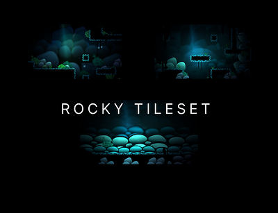 Rocky Tileset - 2D Platformer 2d art asset assets creepy dark fog game game art gameart moody pixel pixelart tiles tileset