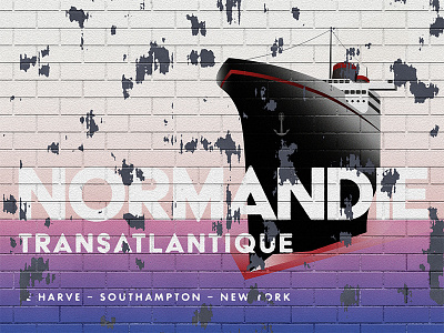 Normandie Transatlantique Mural advert art deco digital art effect photoshop skillshare texture tutorial typography vintage wear