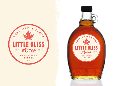 Little Bliss Acres Syrup Logo acres branding label label design logo maple maple leaf maple syrup packaging seal
