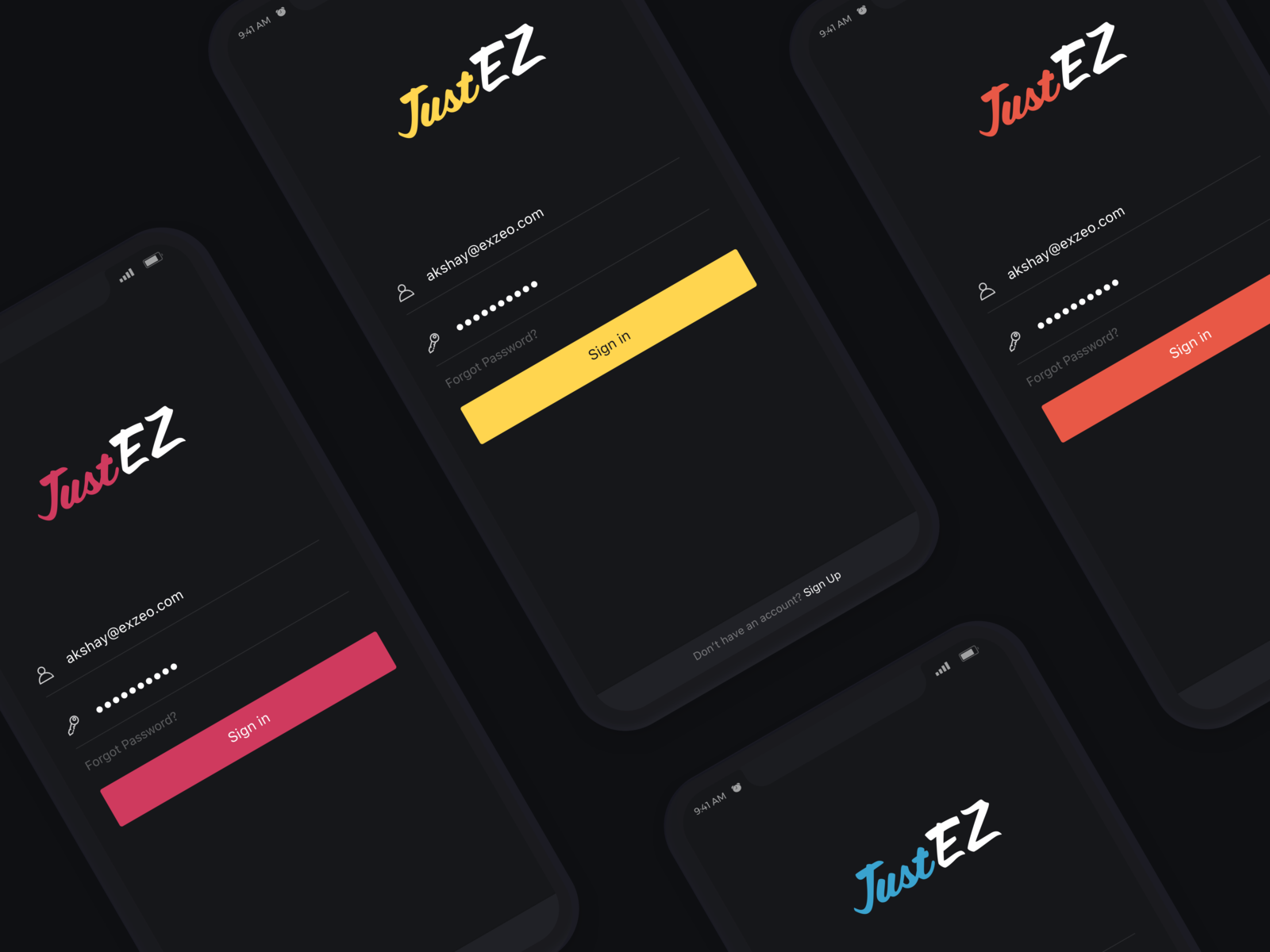 JustEZ login theme variants by Akshay Chaturvedi for Exzeo on Dribbble