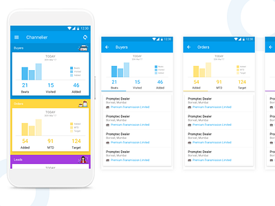 Channelier Dashboard android app blue channelier dashboard material design mobile mobile app ui ui userinterface