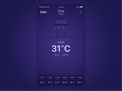 Weather App UI app app ui design ios ios design ios ui mobile app purple ui weather weather app