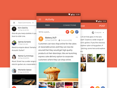 Glimray Feeds android app feeds glimray material design mobile mobile app ui orange profile ui ui userinterface