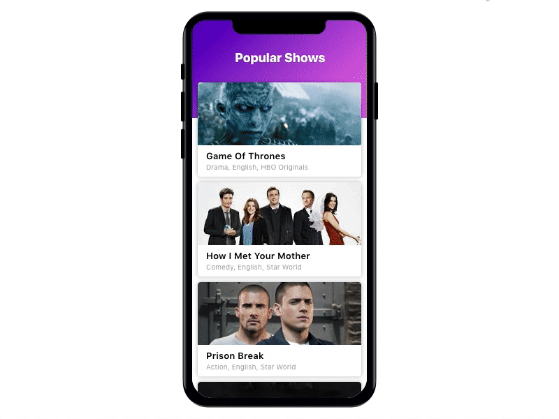 Popular shows app animation game of thrones gif got interaction iphone 10 iphone x ix shows ui ux