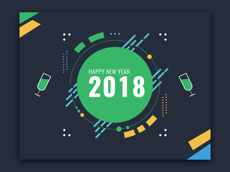 Happy New Year 2018 2017 2018 graphic design happy new year illustrations lines new year poster posters shapes