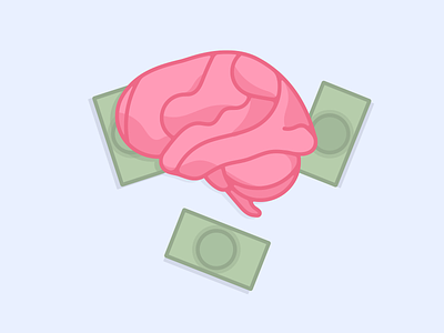 Smart Money brain cash dollars entrepreneurship flat funding icon illustration investing money