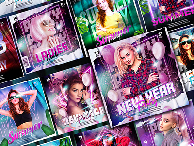 Flyer night club party poster social media app banner branding club night dark design flyer graphic design illustration instagram party logo party banner poster psd template