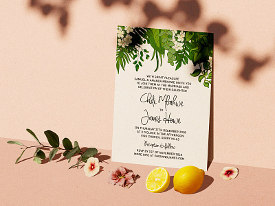 Chidi + James Invitations ferns illustration invitation tropical vector wedding